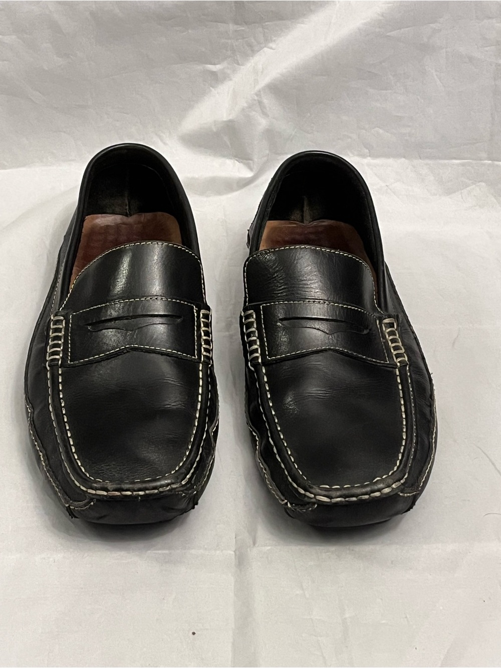 Clark's Men's Black Leather Loafers Driving Shoes 9.5